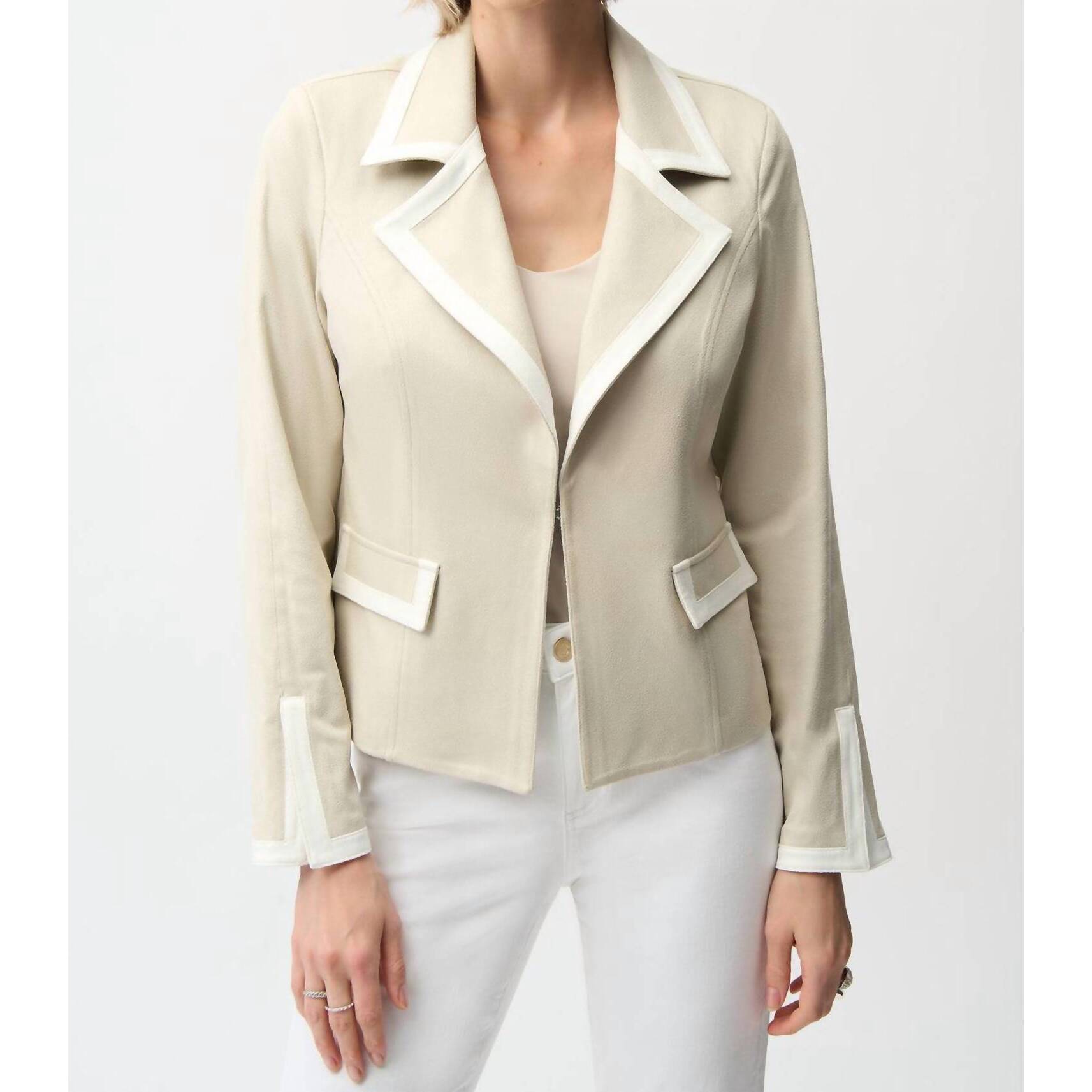 New Joseph Ribkoff Fitted Jacket In Tan/White